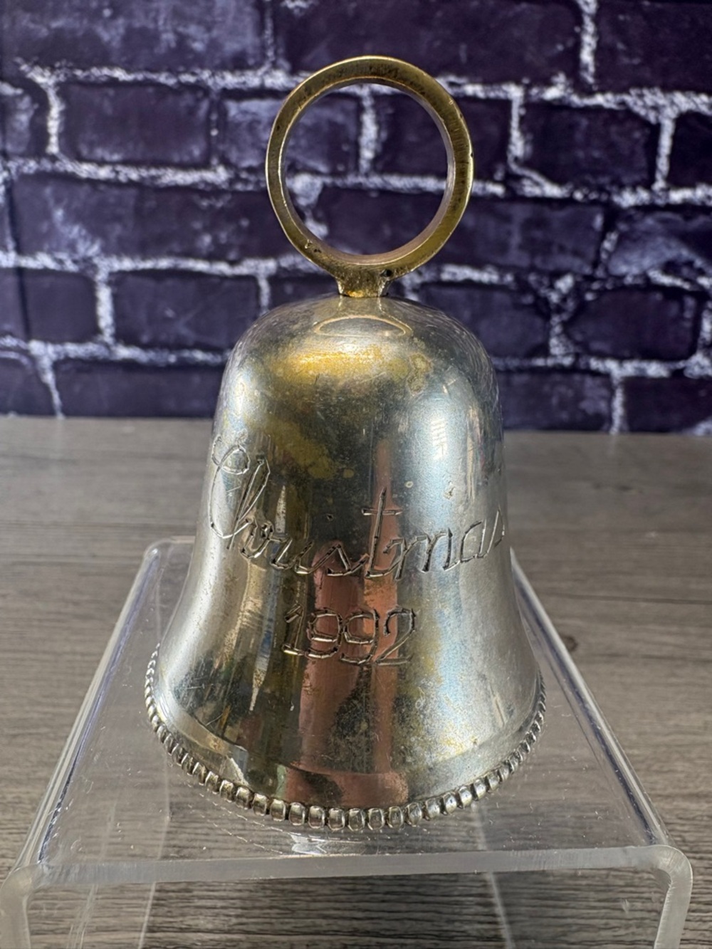 Silver Plated Christmas 1992 Bell Ornament